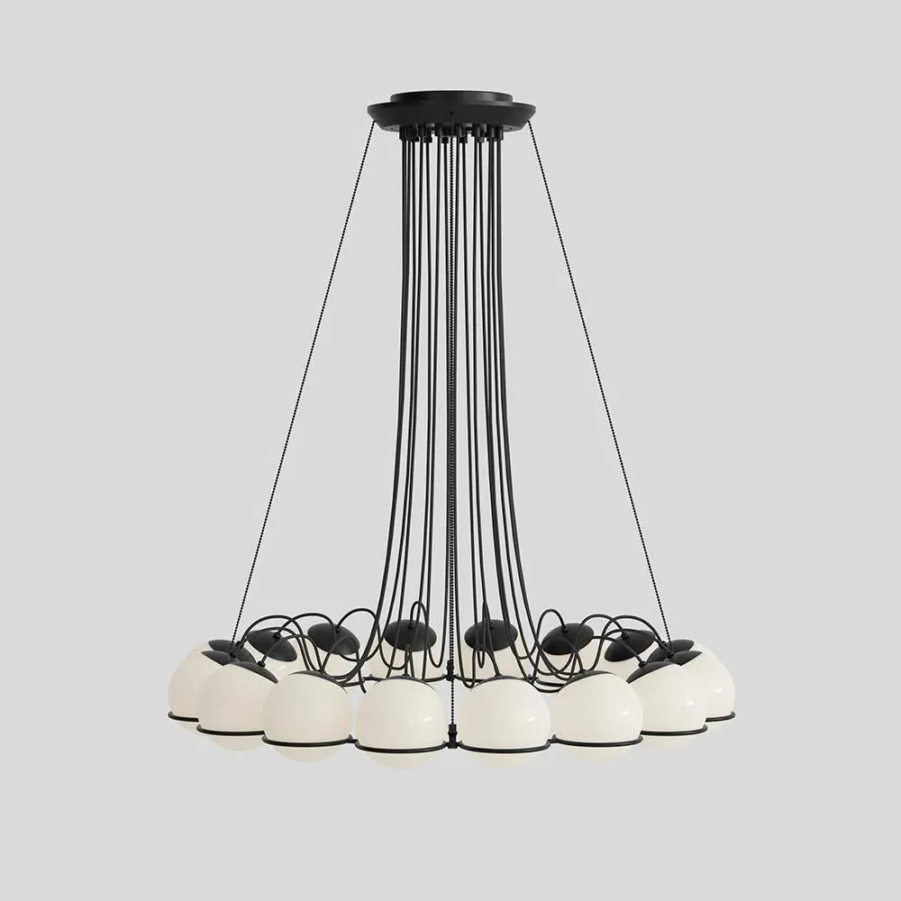 16-Light Chandelier with Glass Spheres - Black image