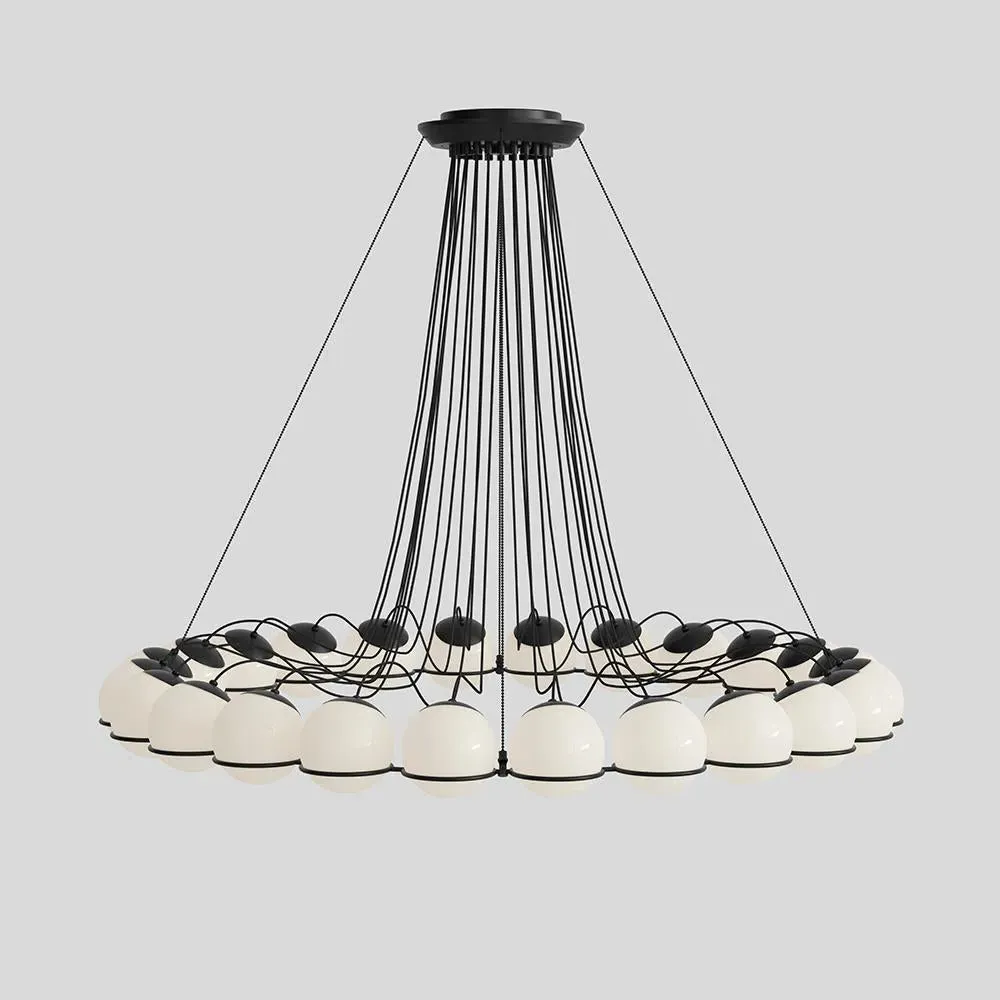 24-Light Chandelier with Glass Spheres - Black