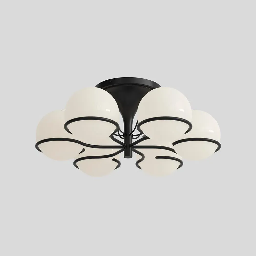 6-Light Chandelier with Glass Spheres - Champagne