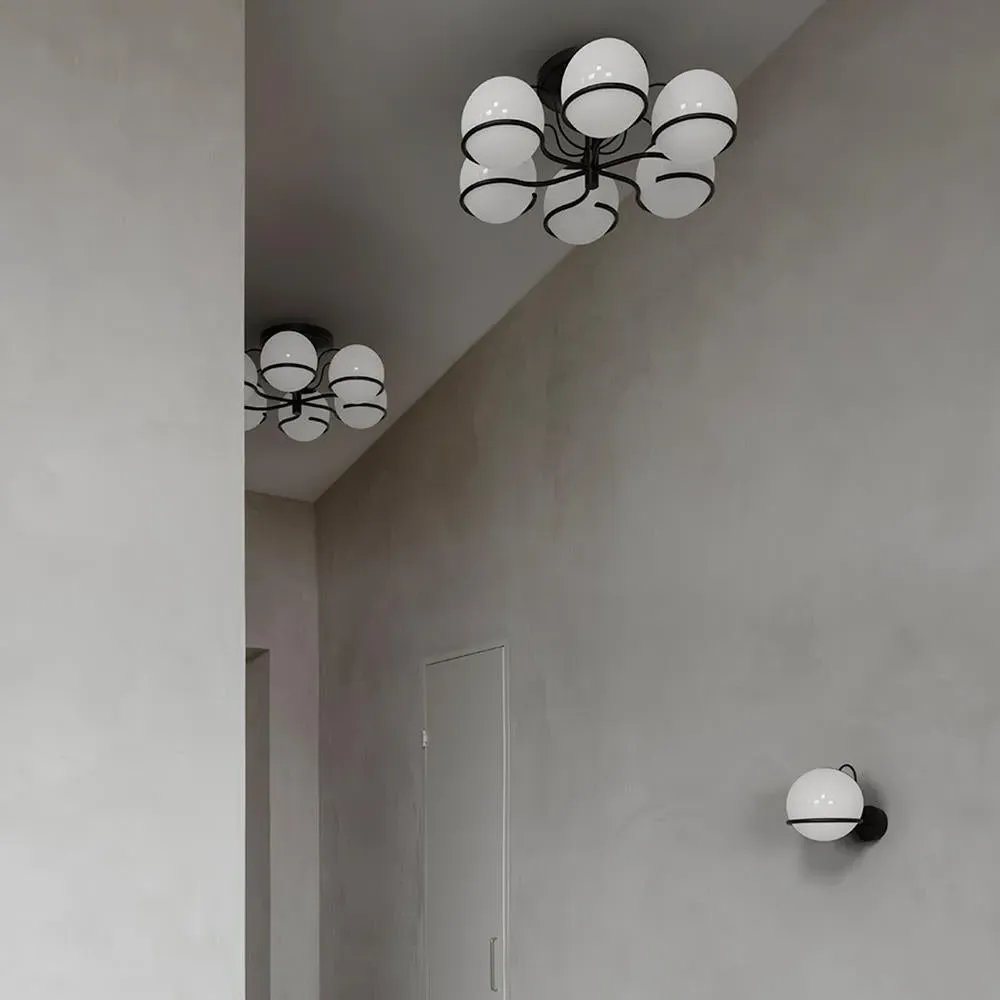 6-Light Chandelier with Glass Spheres - Champagne