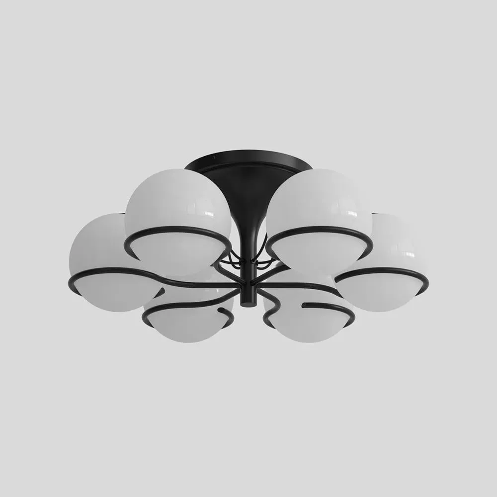 6-Light Chandelier with Glass Spheres - Champagne