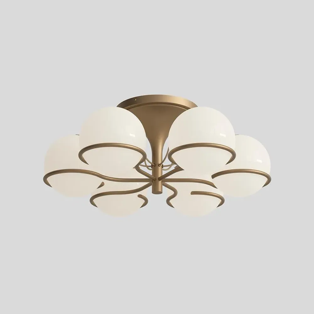 6-Light Chandelier with Glass Spheres - Champagne image