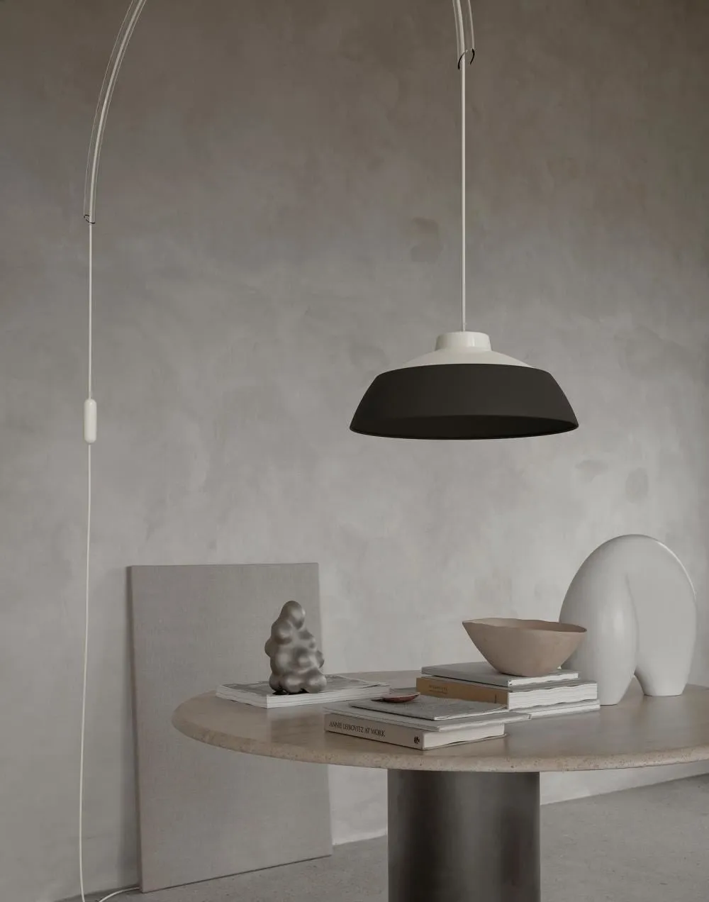 Arc Pendant Light with Counterweight - White, Metal