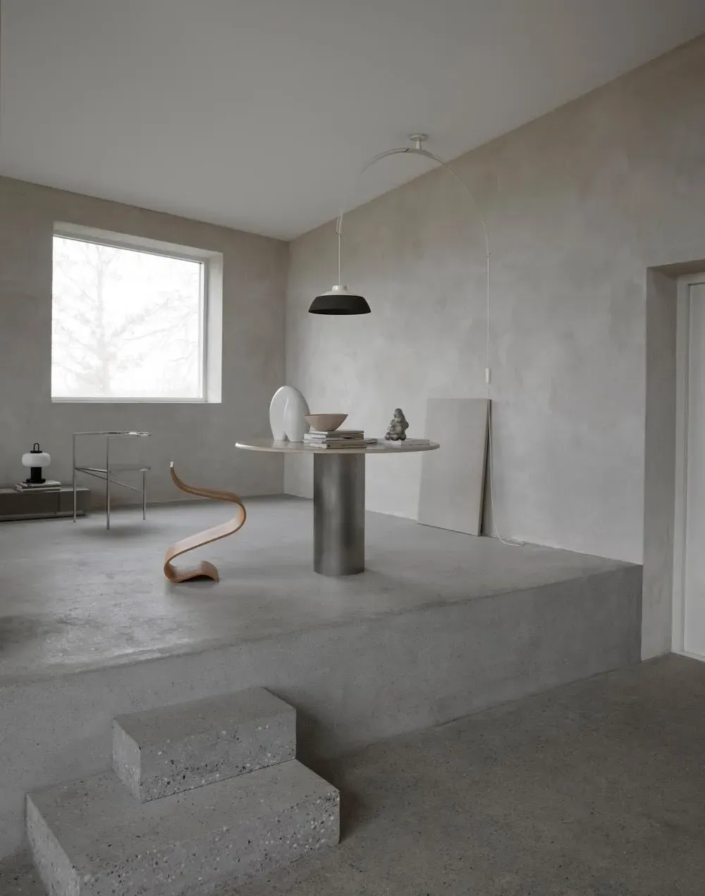 Arc Pendant Light with Counterweight - White, Metal