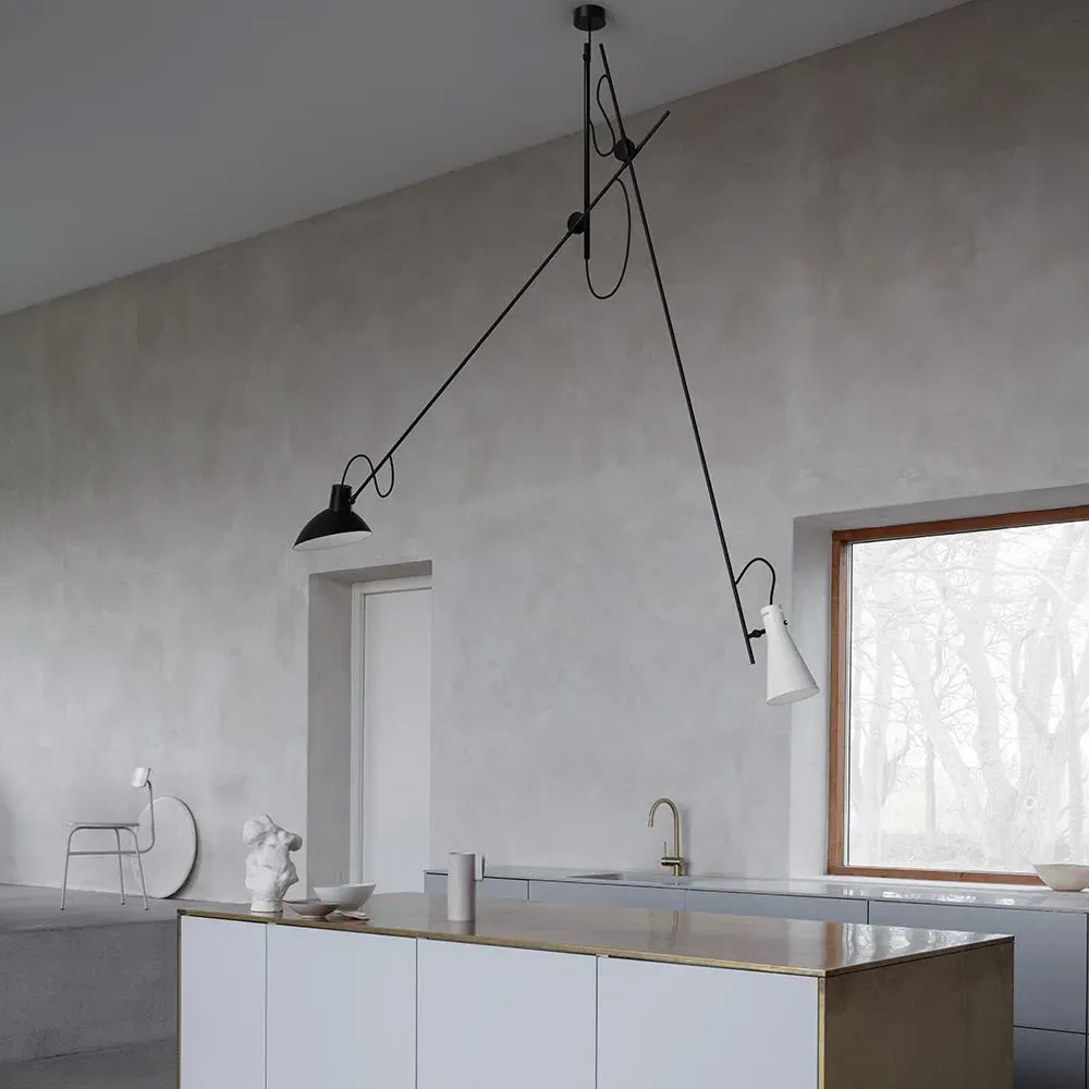 Pendant Light with Dual Heads - White, Aluminium