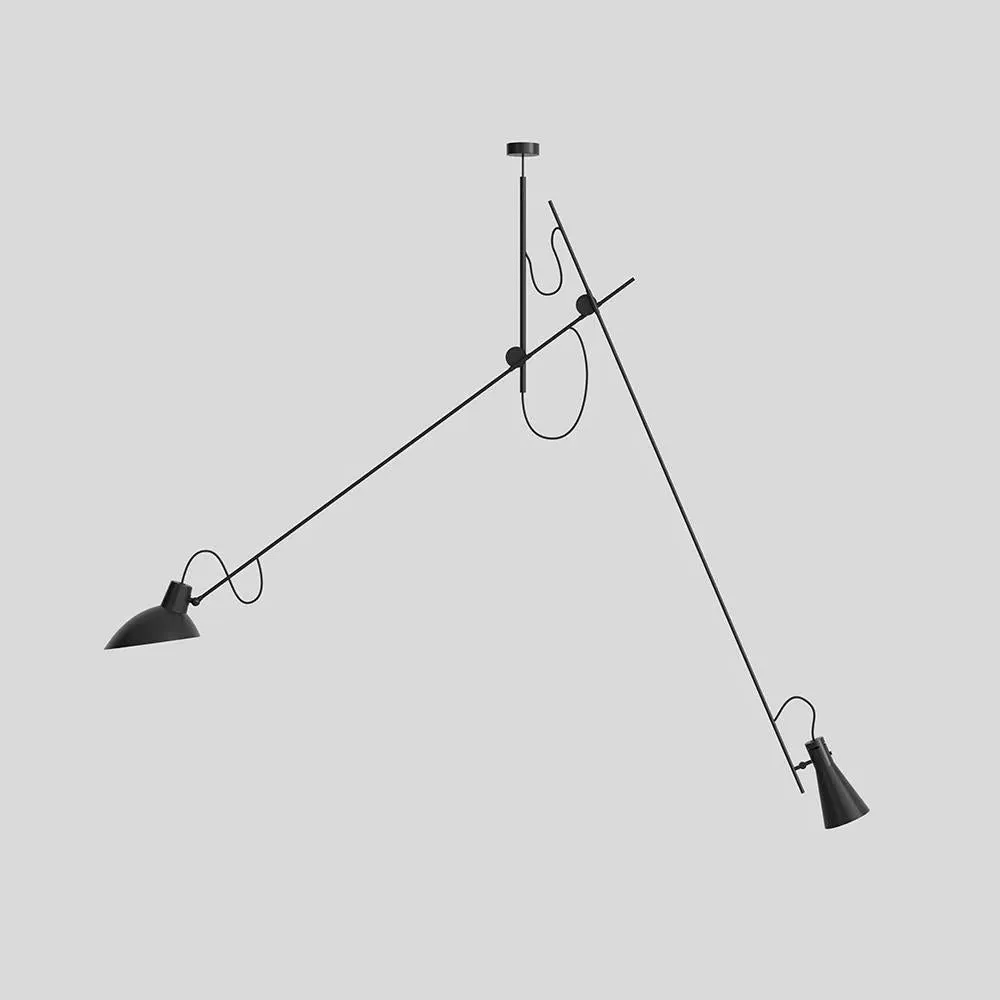 Pendant Light with Dual Heads - White, Aluminium