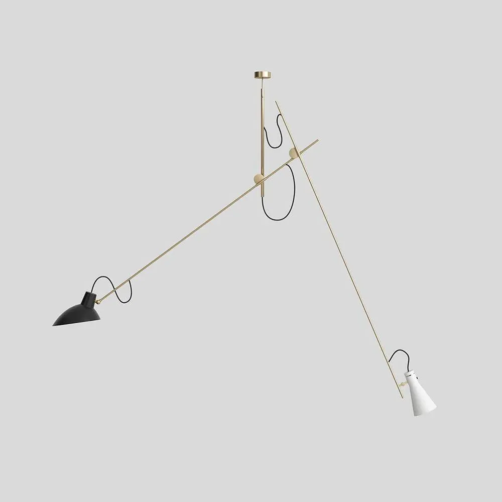 Pendant Light with Dual Heads - White, Aluminium