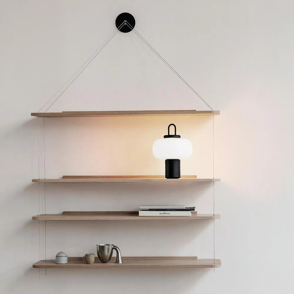 Portable Rechargeable Lamp - Black, Bamboo Base