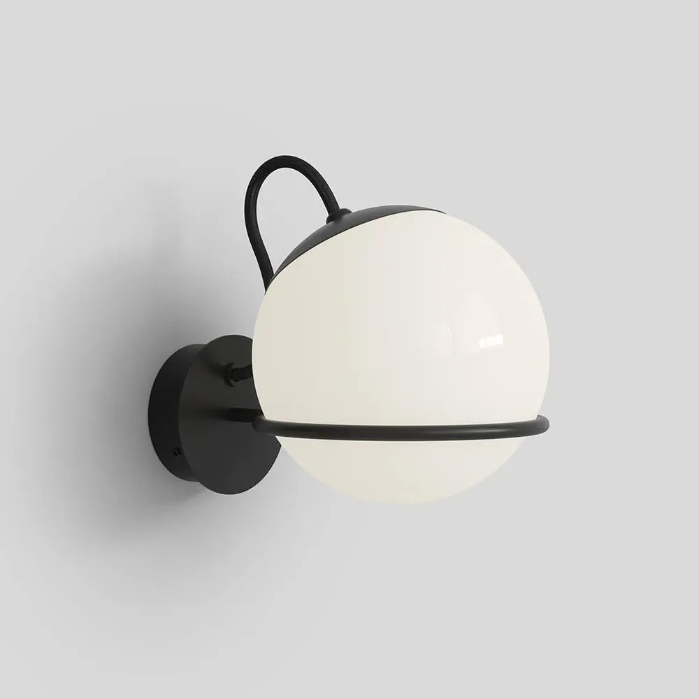 Single Wall Light with Glass Sphere - Black