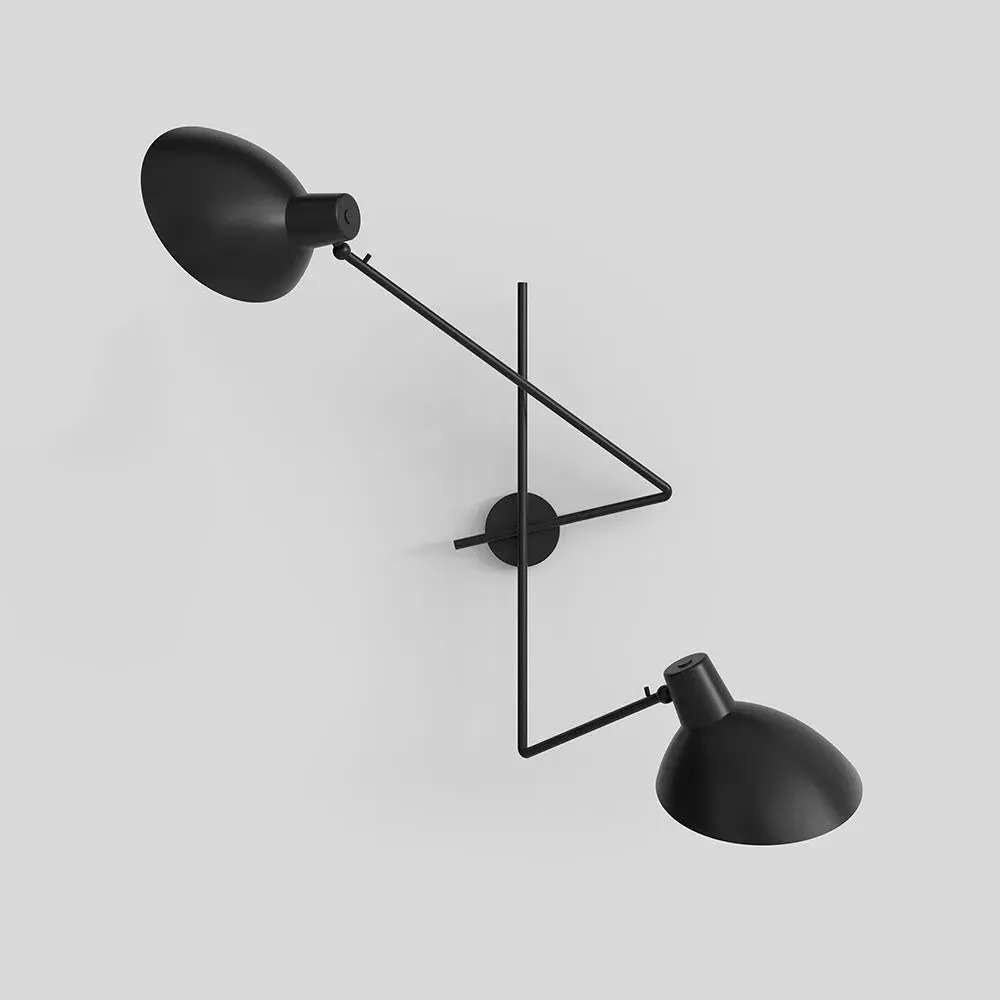 Twin-Arm Wall Light Adjustable - Black, Brass image