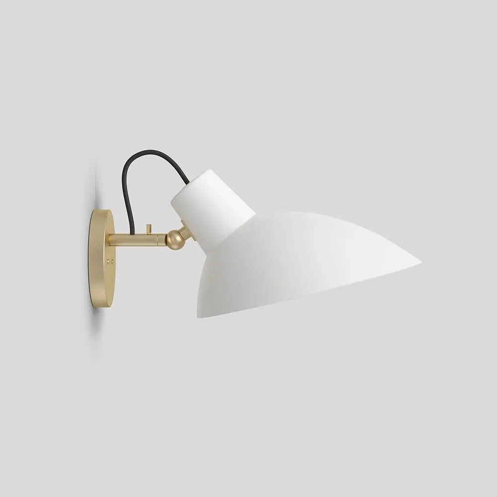 Wall Light with Brass Mount - White, Aluminium