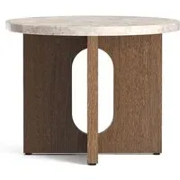 Androgyne Round Side Table - Kunis Breccia Stone, Dark Oak