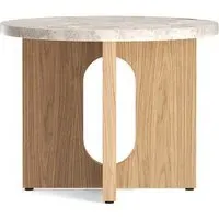 Androgyne Round Side Table - Kunis Breccia Stone, Natural Oak