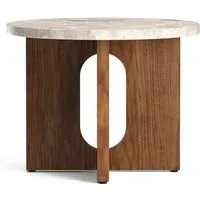 Androgyne Round Side Table - Kunis Breccia Stone, Walnut