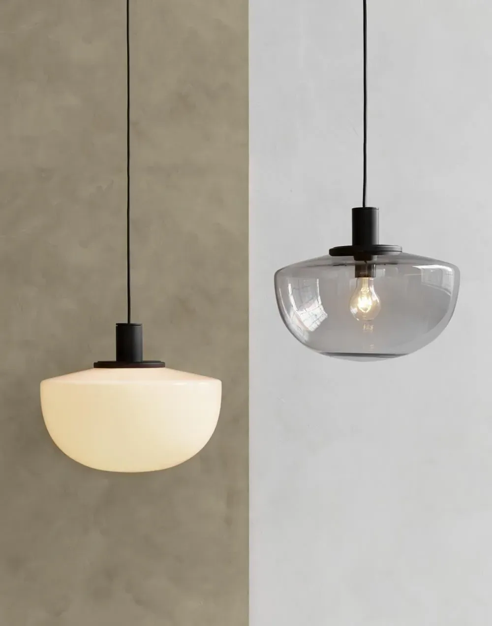Bank Semicircular Pendant Light - Smoke Glass