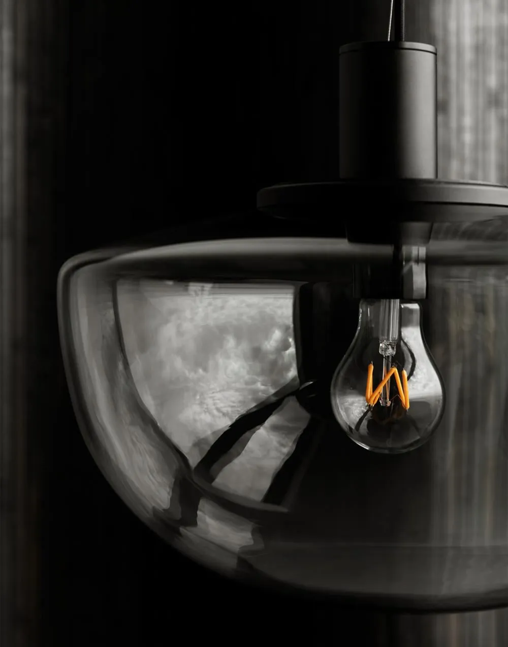 Bank Semicircular Pendant Light - Smoke Glass