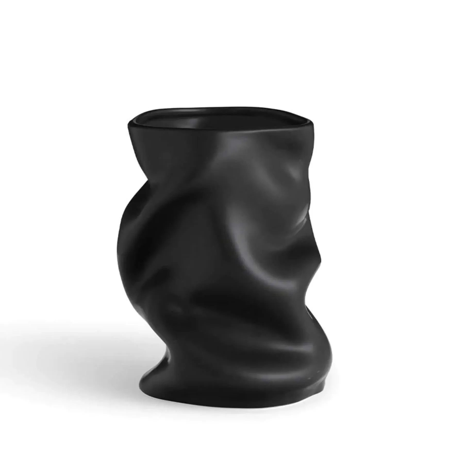 Collapse Vase with Fabric-Inspired Folds - Black image
