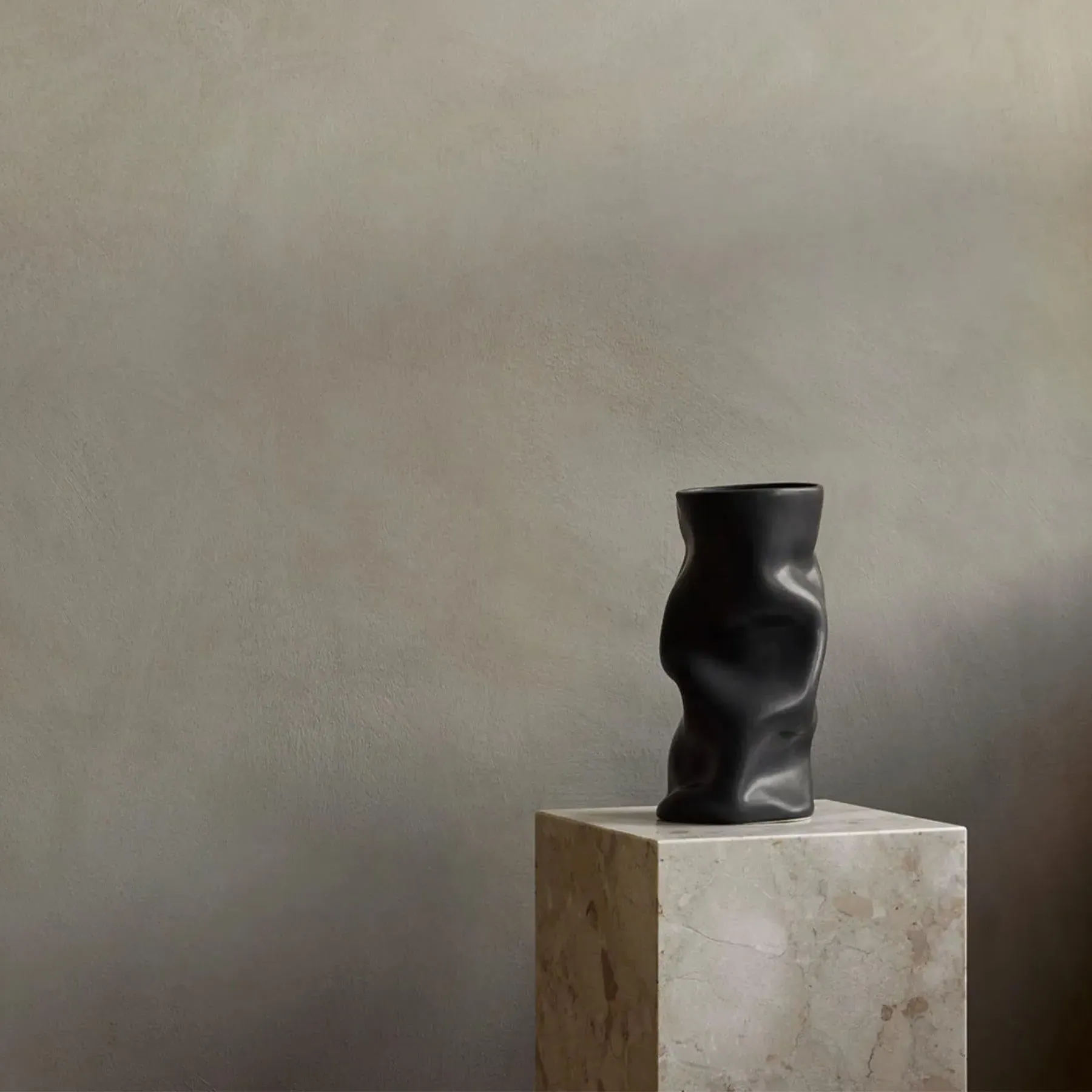 Collapse Vase with Fabric-Inspired Folds - White