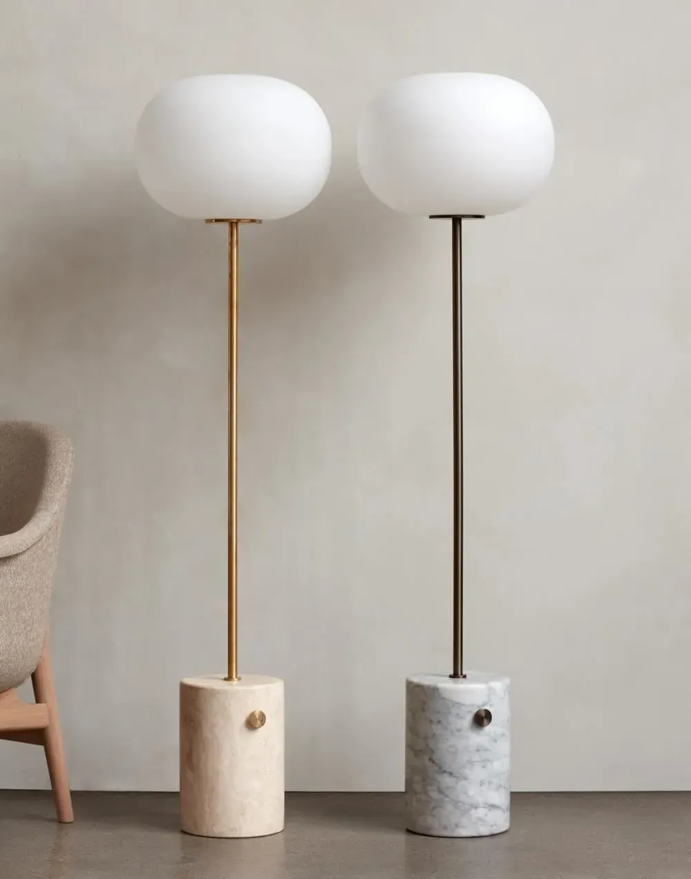 JWDA Floor Lamp - White Marble, Bronzed Brass