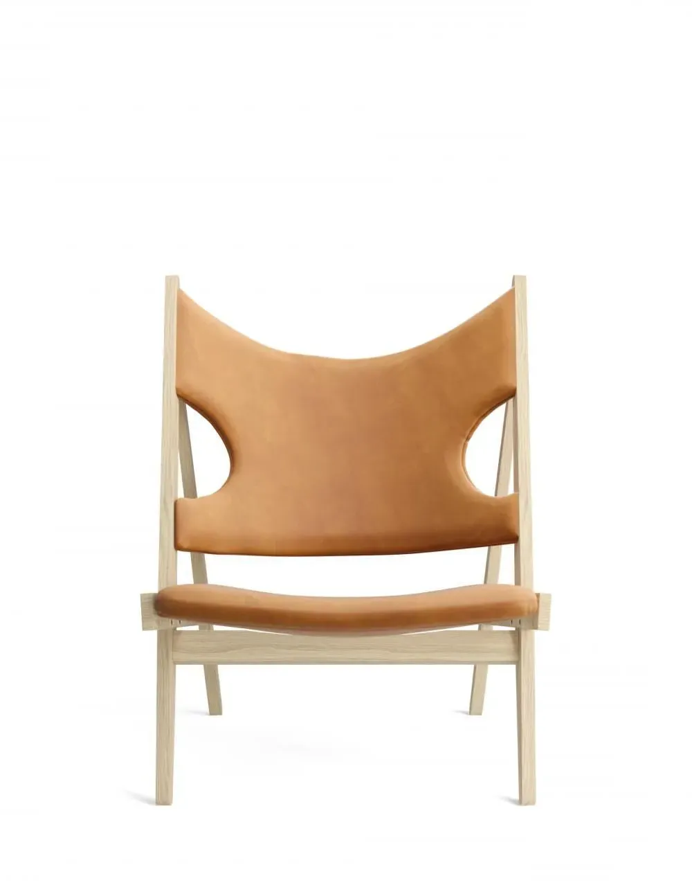 Knitting Lounge Chair with Cut-outs - Oak, Leather