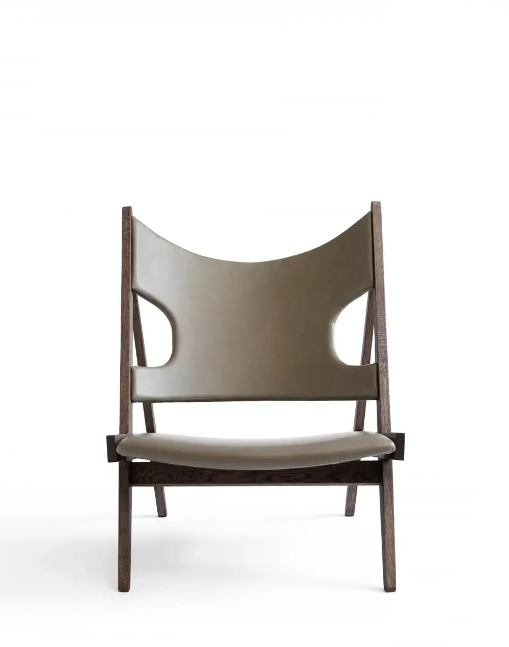 Knitting Lounge Chair with Cut-outs - Oak, Leather image