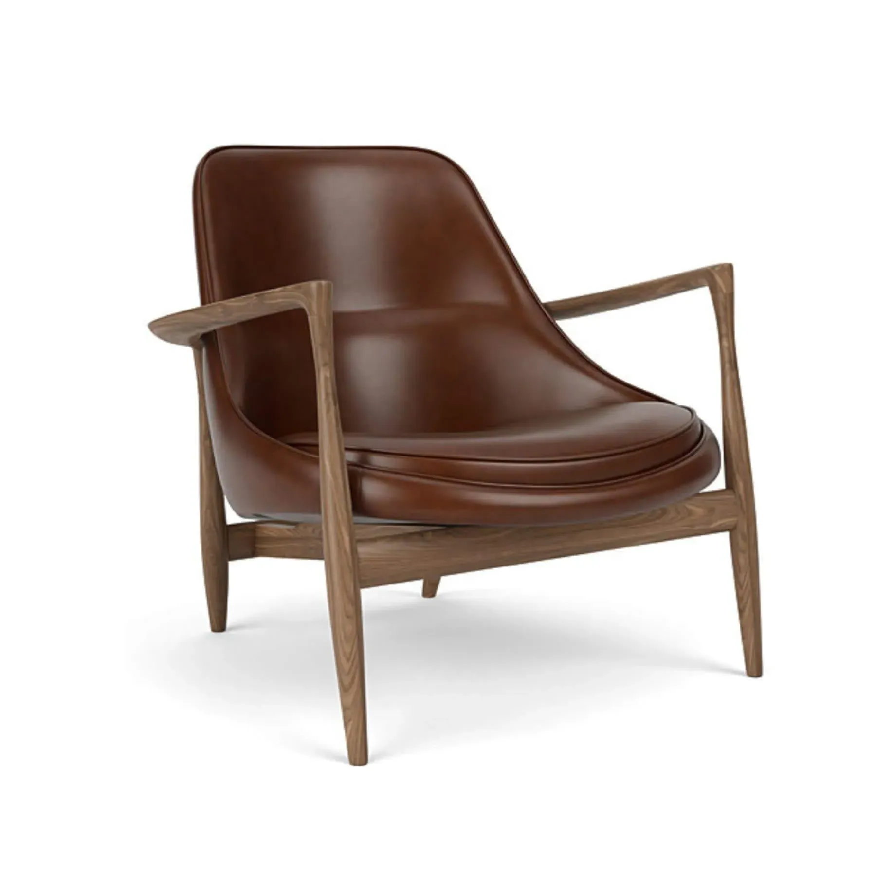 Lounge Chair with Armrests - Brown, Leather