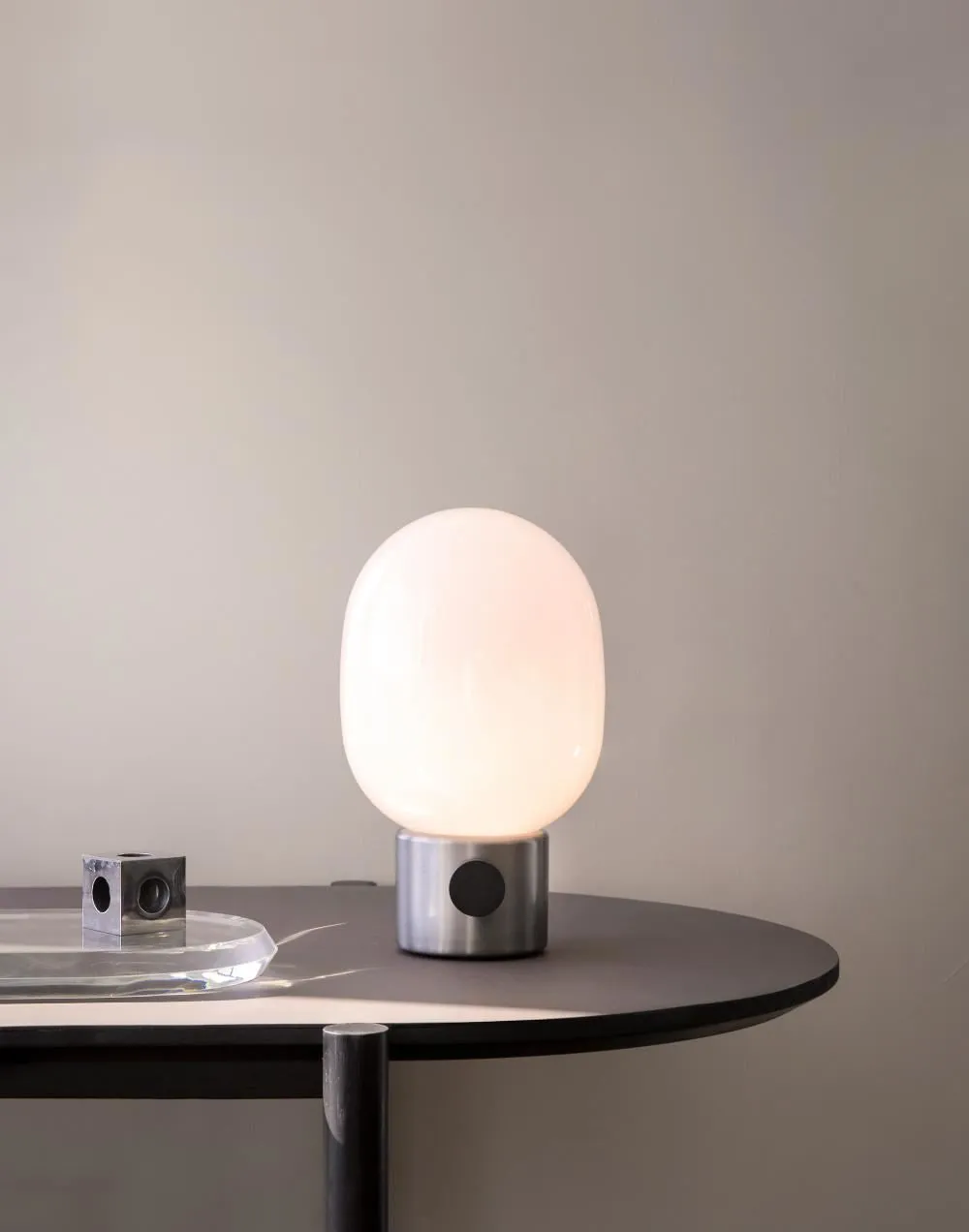 Small Table Lamp with Glass Shade - Concrete