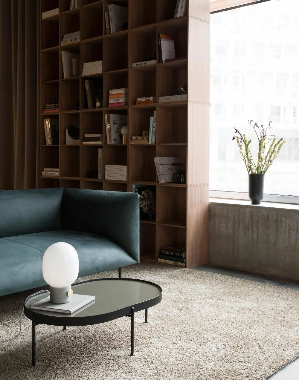 Small Table Lamp with Glass Shade - Marble