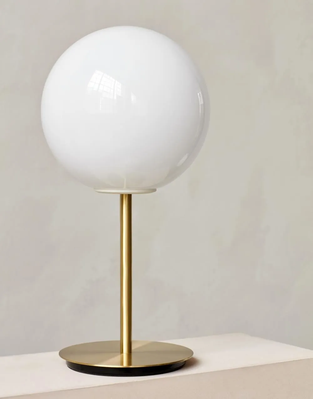 Spherical Table Lamp with Dimmer - Brass, Opal Glass