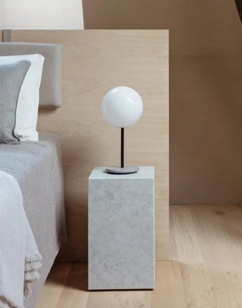 Spherical Table Lamp with Dimmer - Brass, Opal Glass