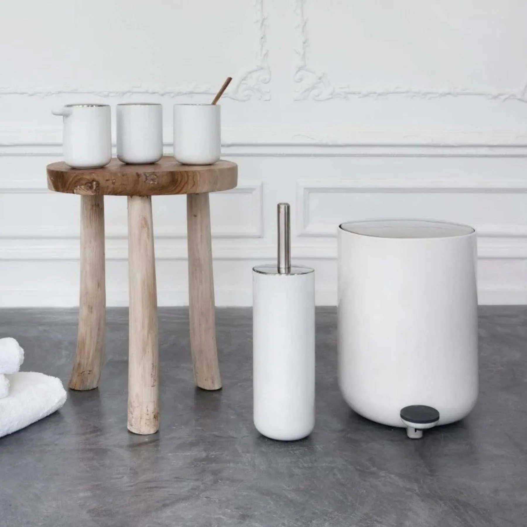 Toilet Brush with Stand - White, Steel