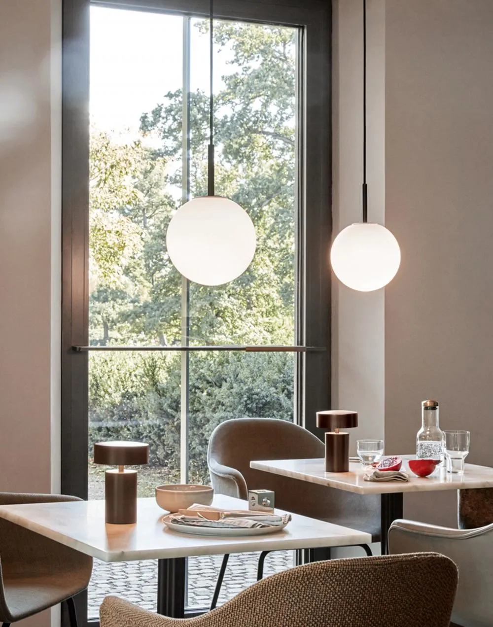 TR Pendant Light with Opal Shade - Black, Glass