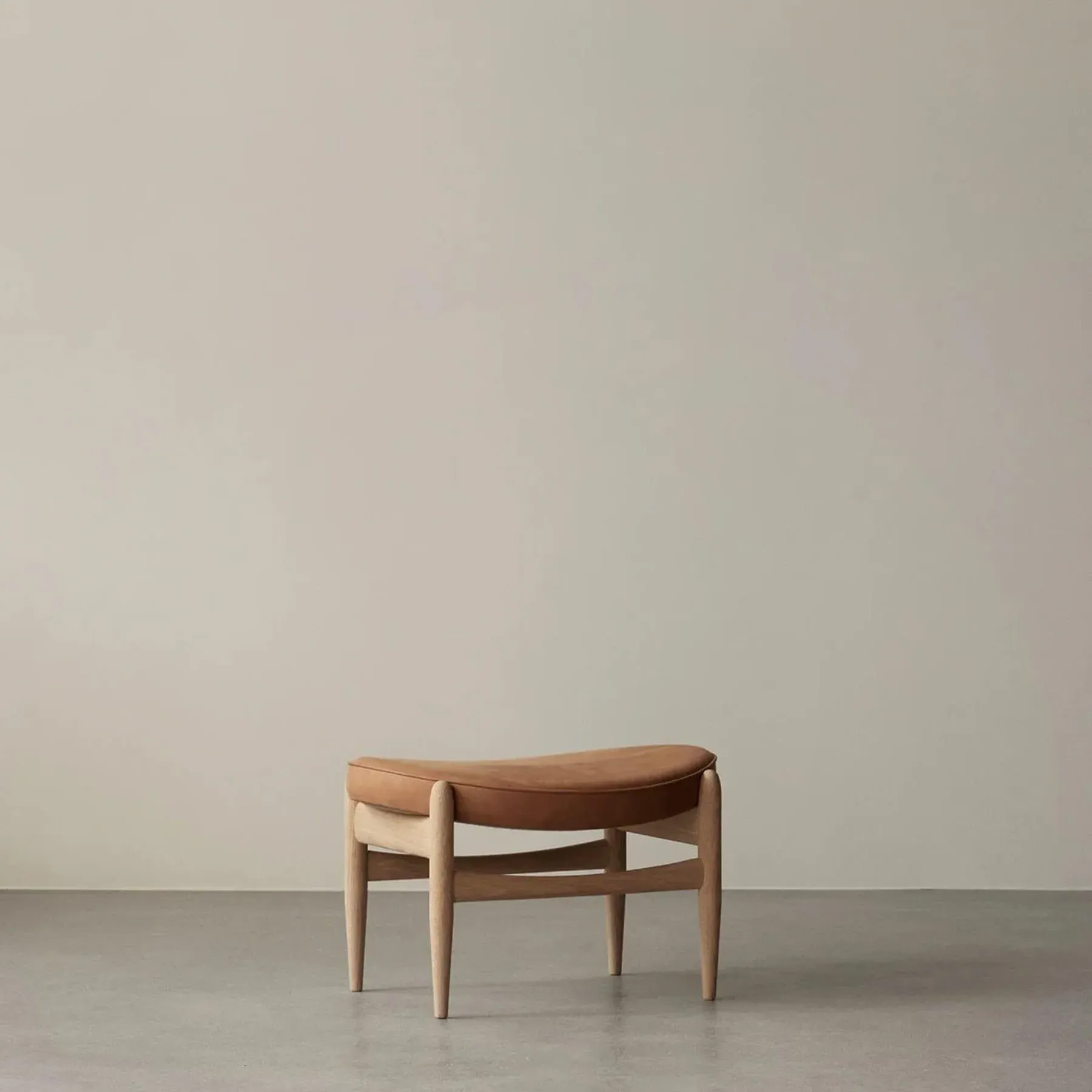 Upholstered Ottoman - Grey, Walnut