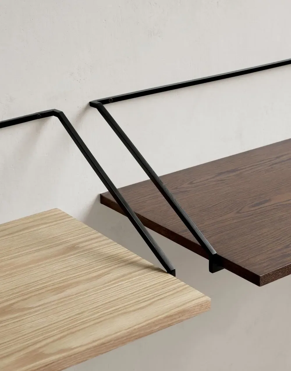 Wall-Mounted Desk with Shelf - Natural Oak