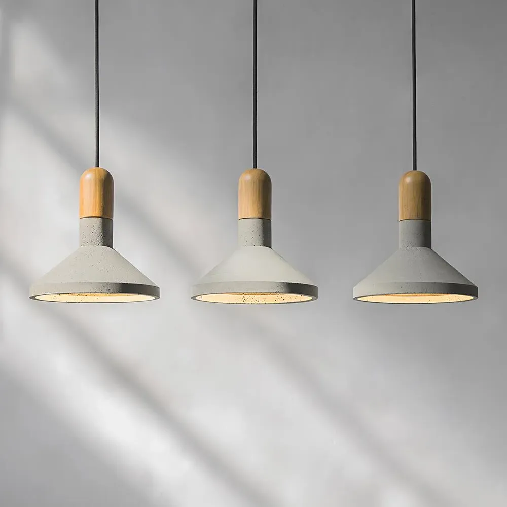 Bentu Shang Pendant Light - Lava Stone, Black Aluminium