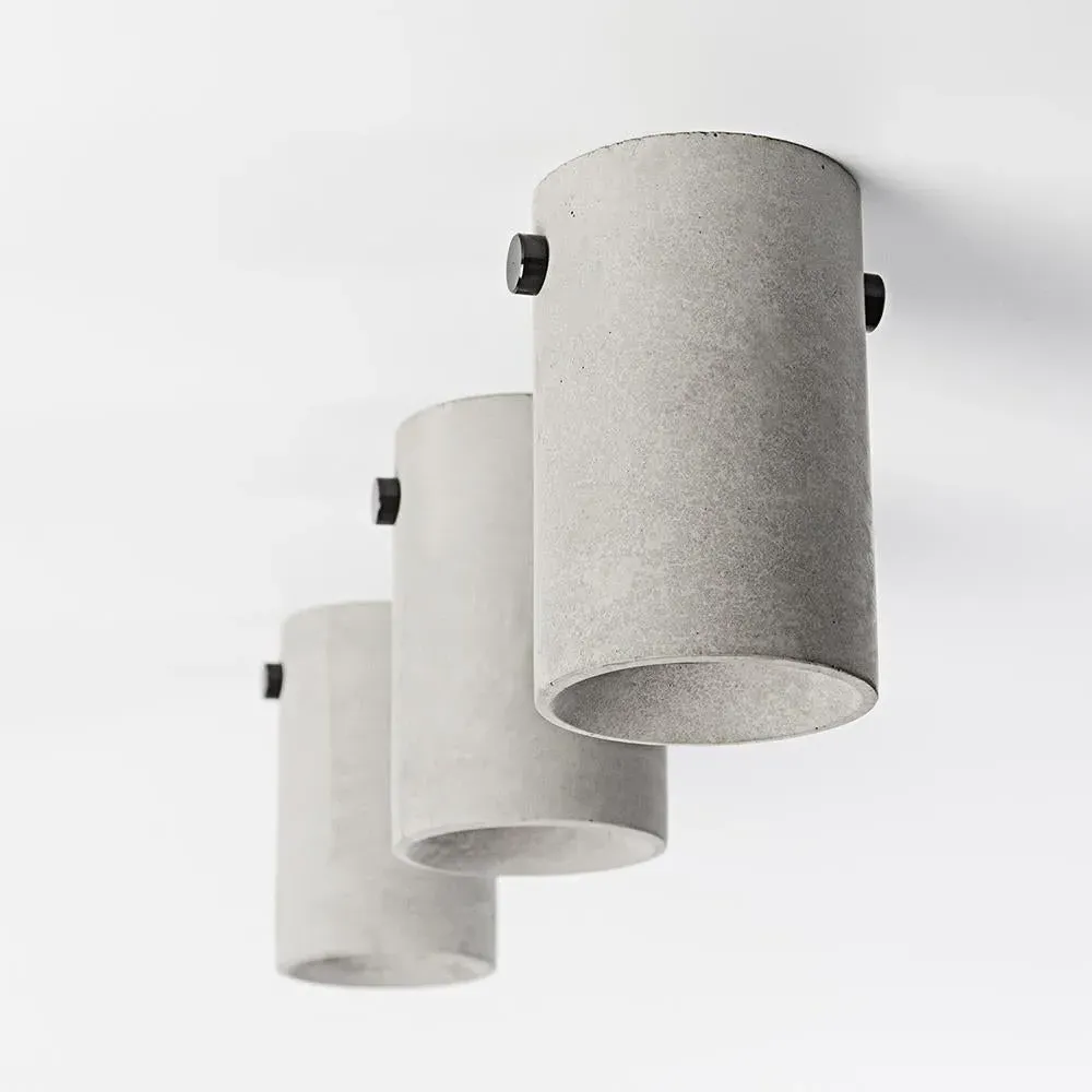 Cylinder Ceiling Light - Black, Concrete