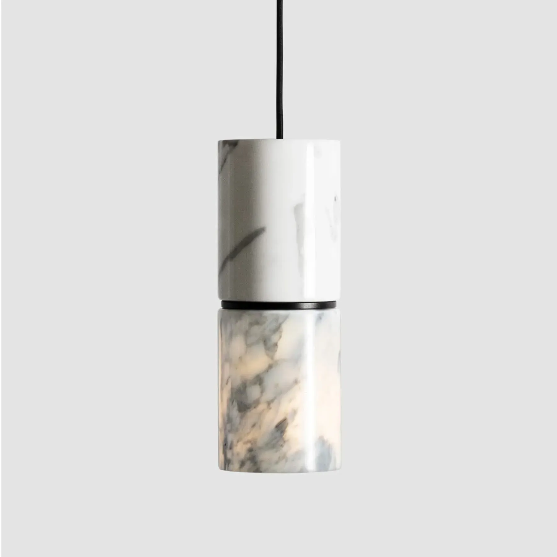 Cylindrical Pendant Light - White, Marble