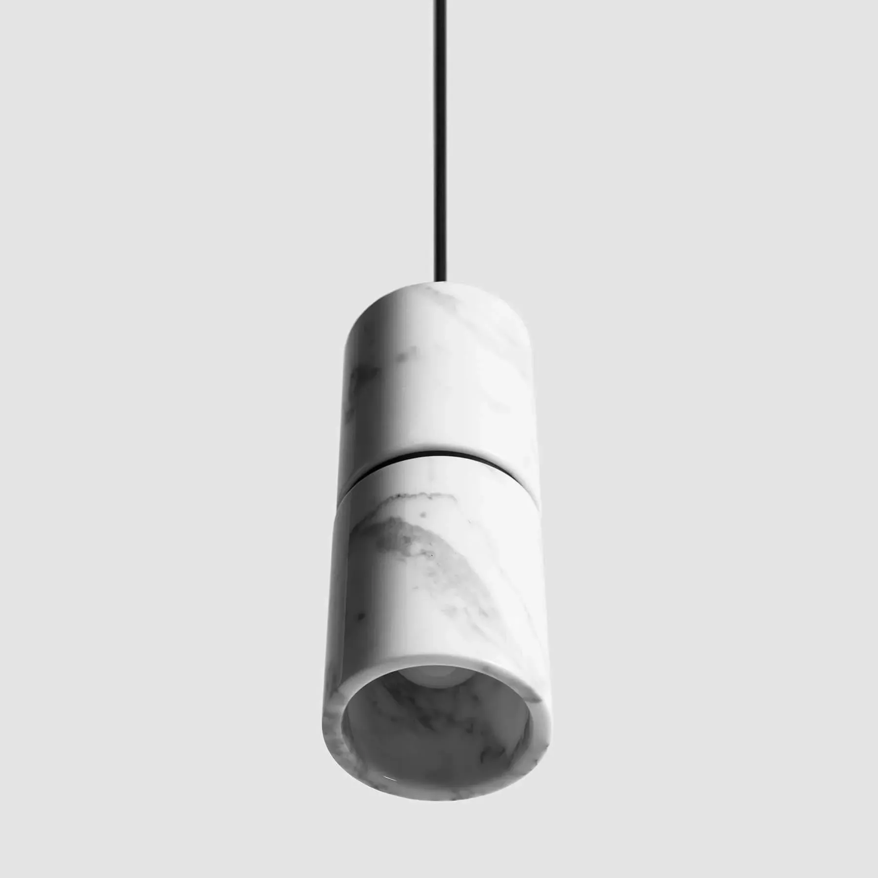 Cylindrical Pendant Light - White, Marble