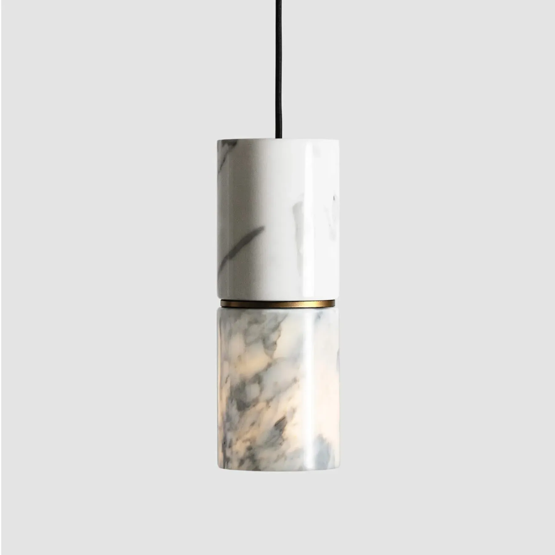 Cylindrical Pendant Light - White, Marble