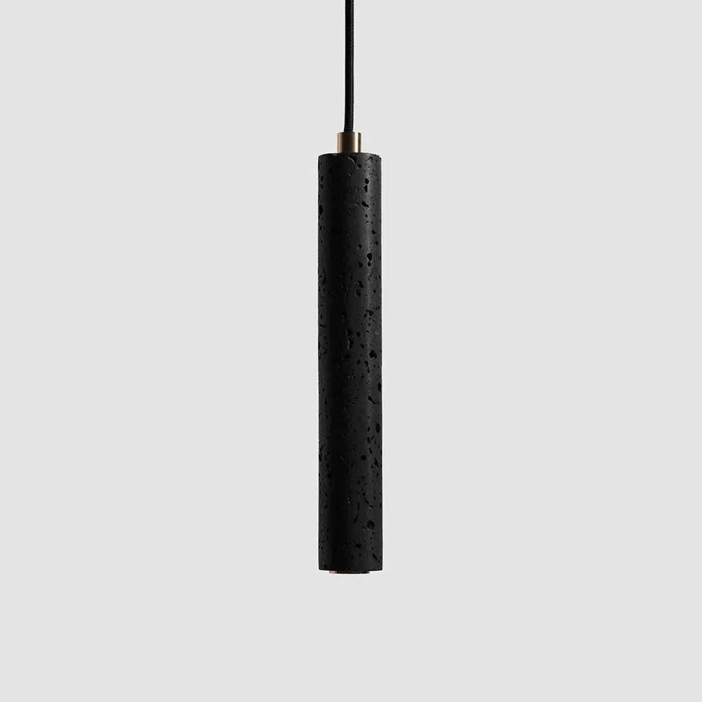 Linear Pendant Light with LED - Brass, Lava Stone