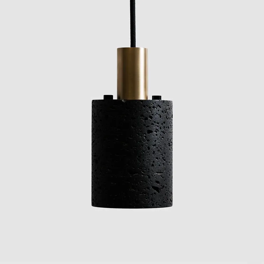 N Pendant Light - Brass, Lava Stone