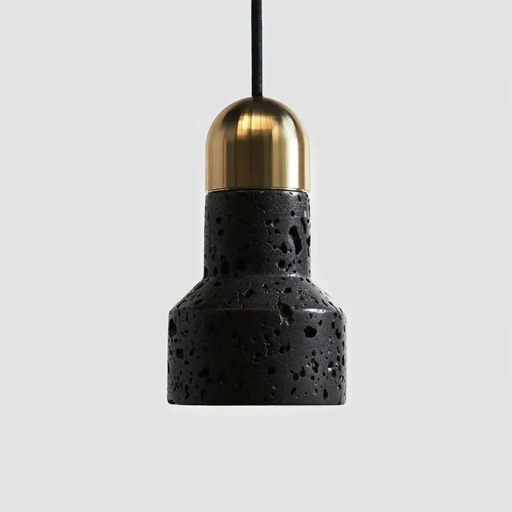 Pendant Light with LED - Black, Lava Stone