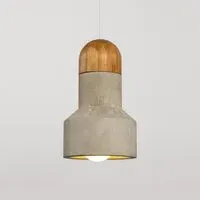 Qie Large Pendant Light - Concrete, Bamboo