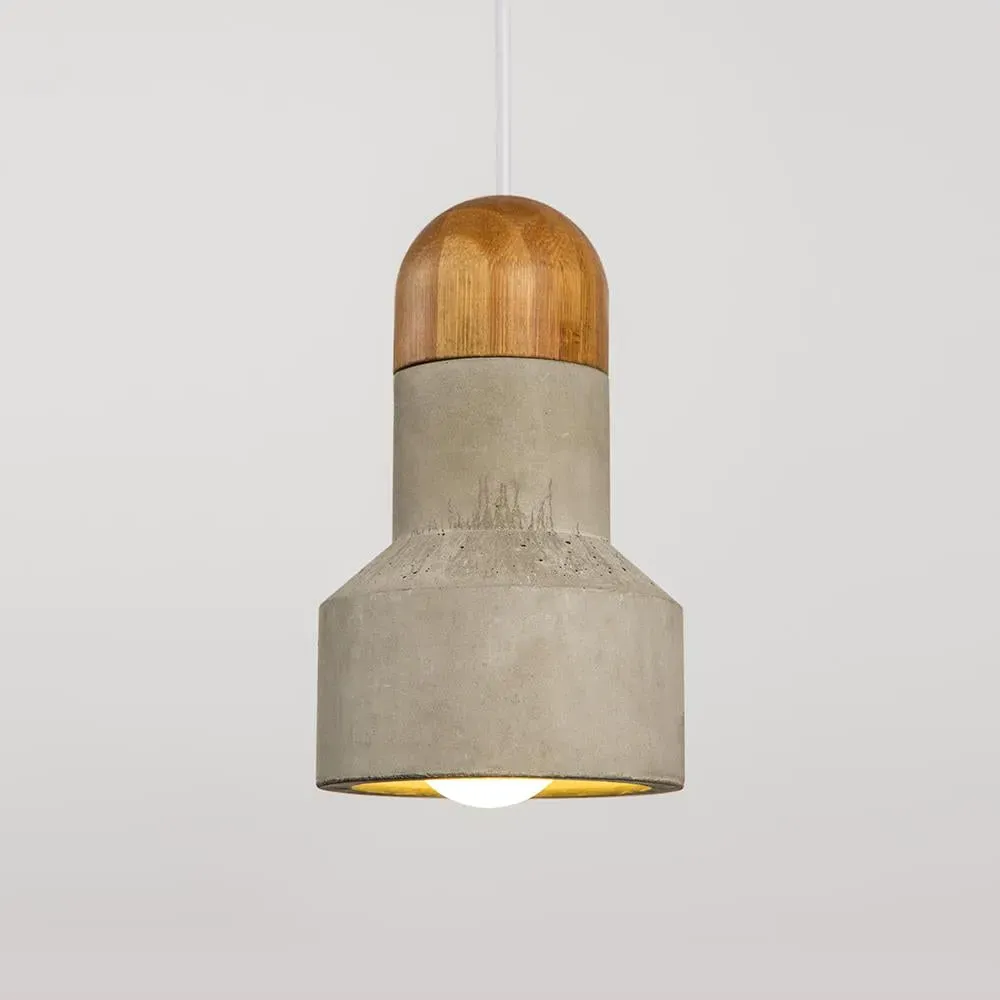 Qie Medium Pendant Light - Concrete, Bamboo