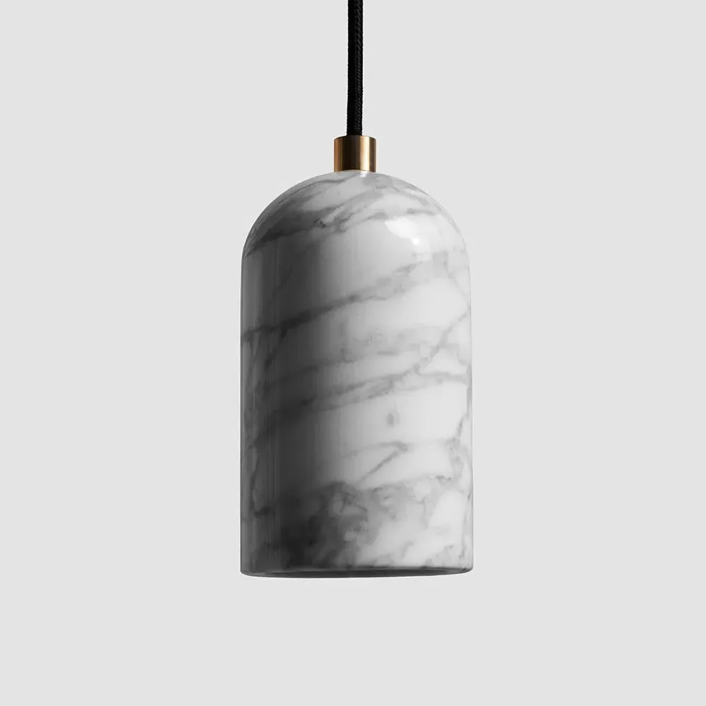 U Pendant Light - Brass, Lava Stone