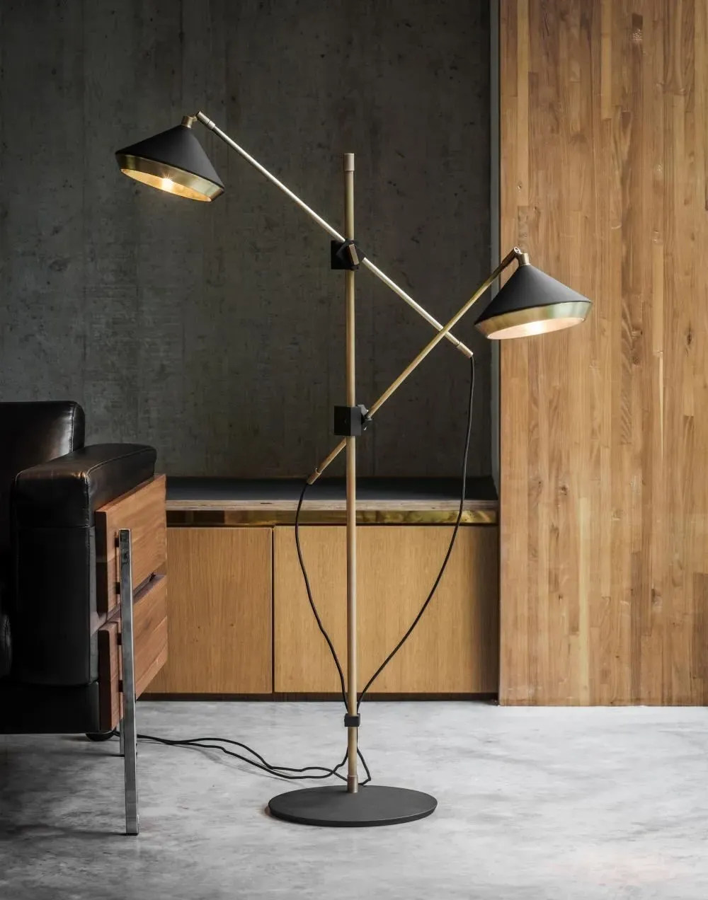 Adjustable Floor Lamp - White, Brass