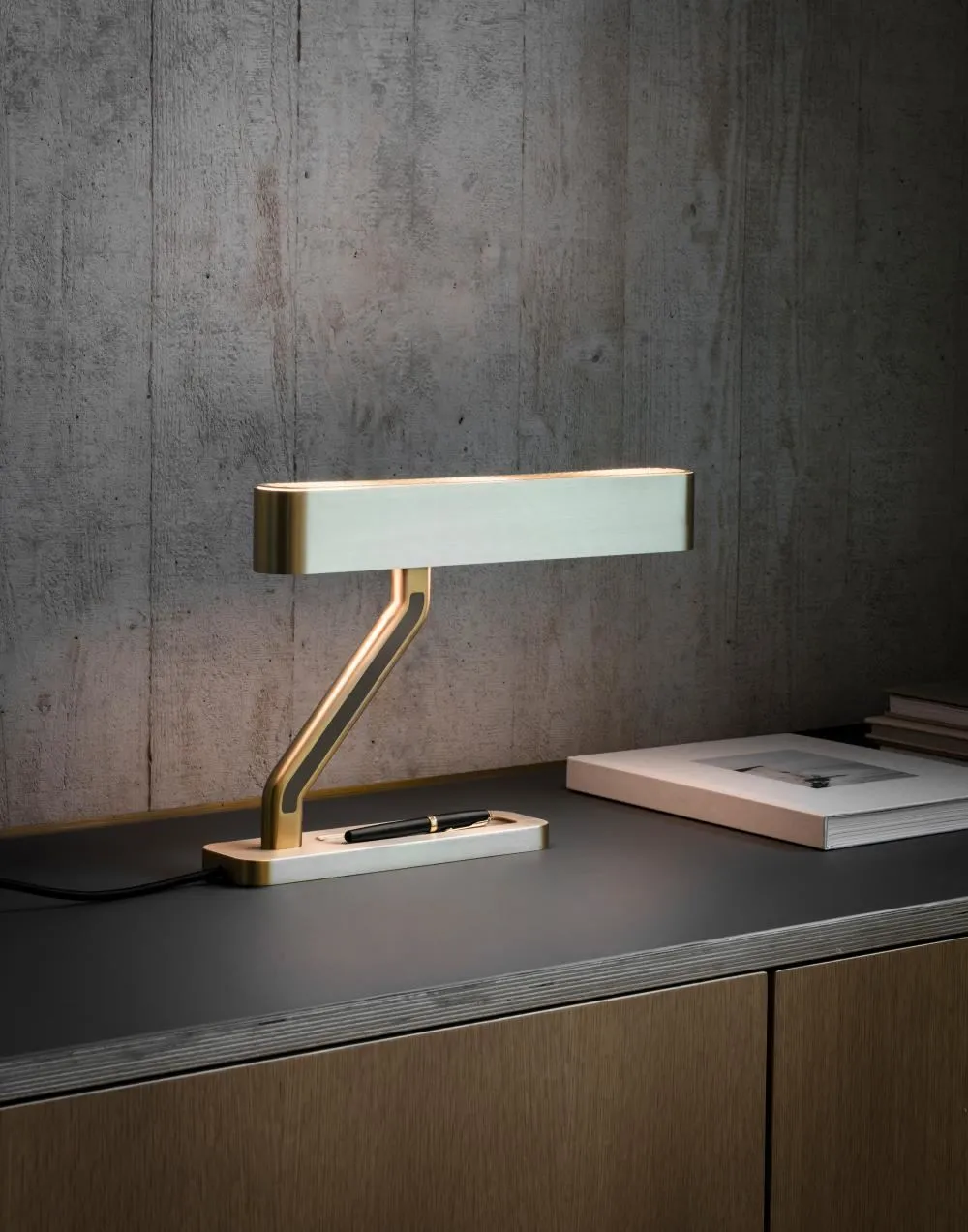 Colt Table Lamp with Pen Tray - Brass