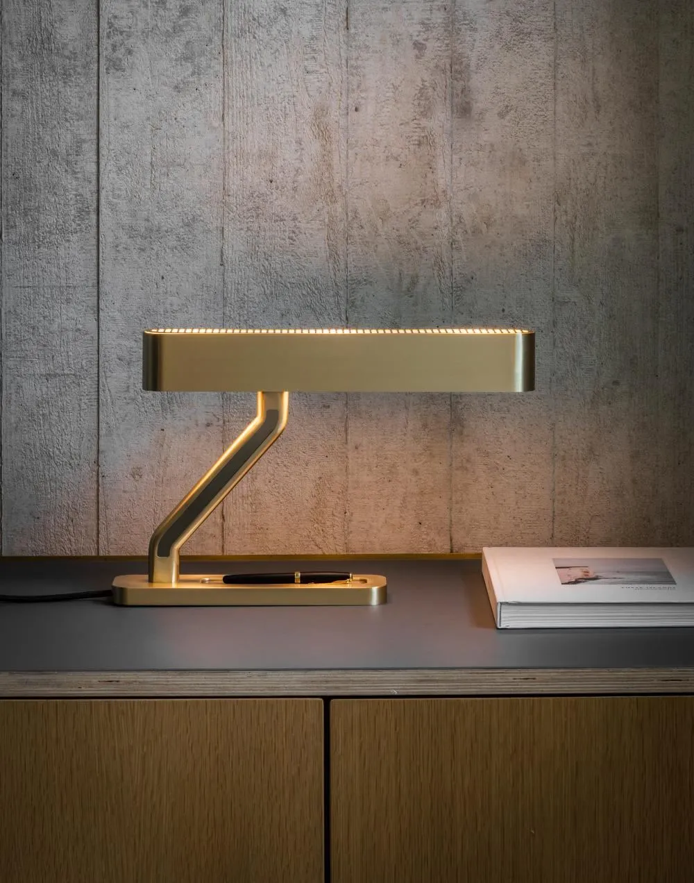 Colt Table Lamp with Pen Tray - Brass
