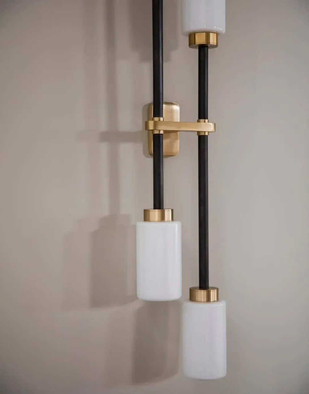 Double Wall Light Left Hand - Opal, Brass