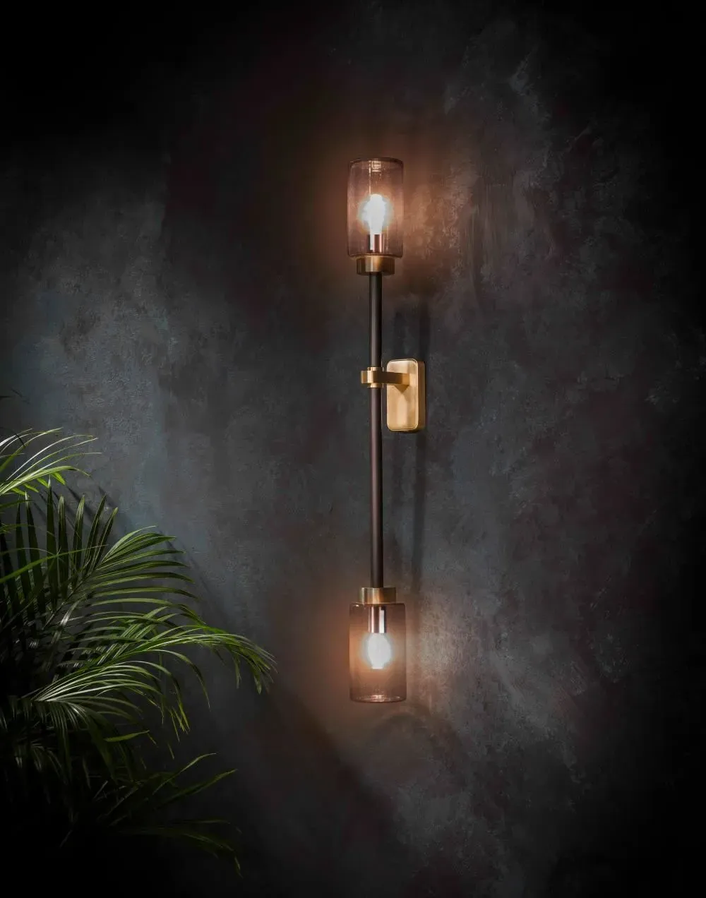 Double Wall Light Left Hand - Opal, Brass